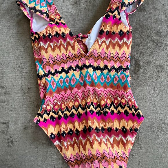 NWT Boden Cap Sleeve Tie Swimsuit Size 2 Multi Ikat - Picture 3 of 3